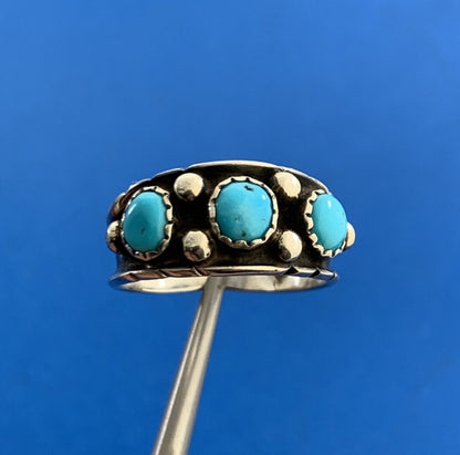 Native American 925 Sterling Silver Turquoise Band Ring