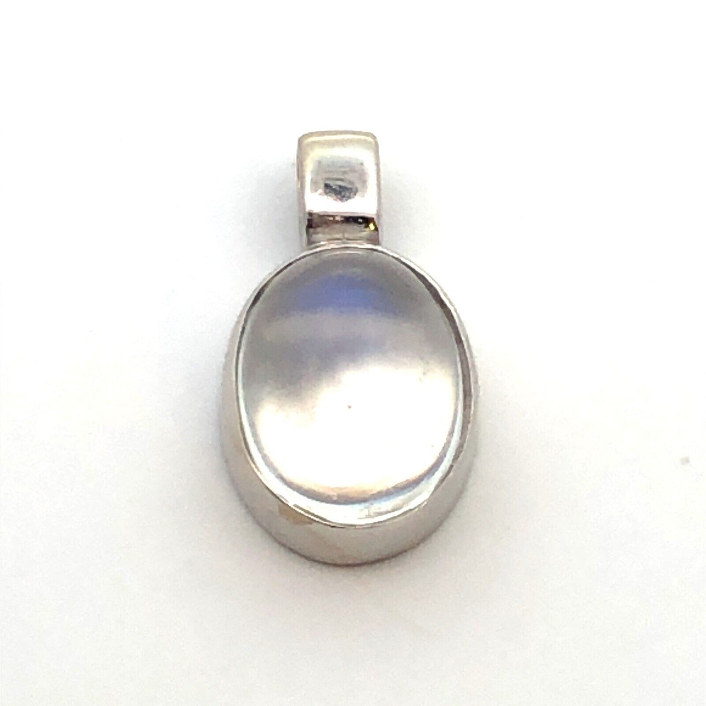 Minimalist 14K White Gold Oval Moonstone Cabochon Inspiration Charm Pendant