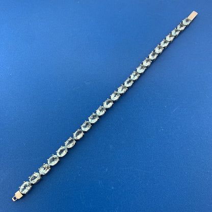 Designer FAS 925 Sterling Silver Oval Swiss Blue Topaz Tennis Bracelet