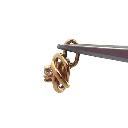 Designer 14K Yellow Gold Diamond Modernist Rosebud Flower Petite Charm Pendant