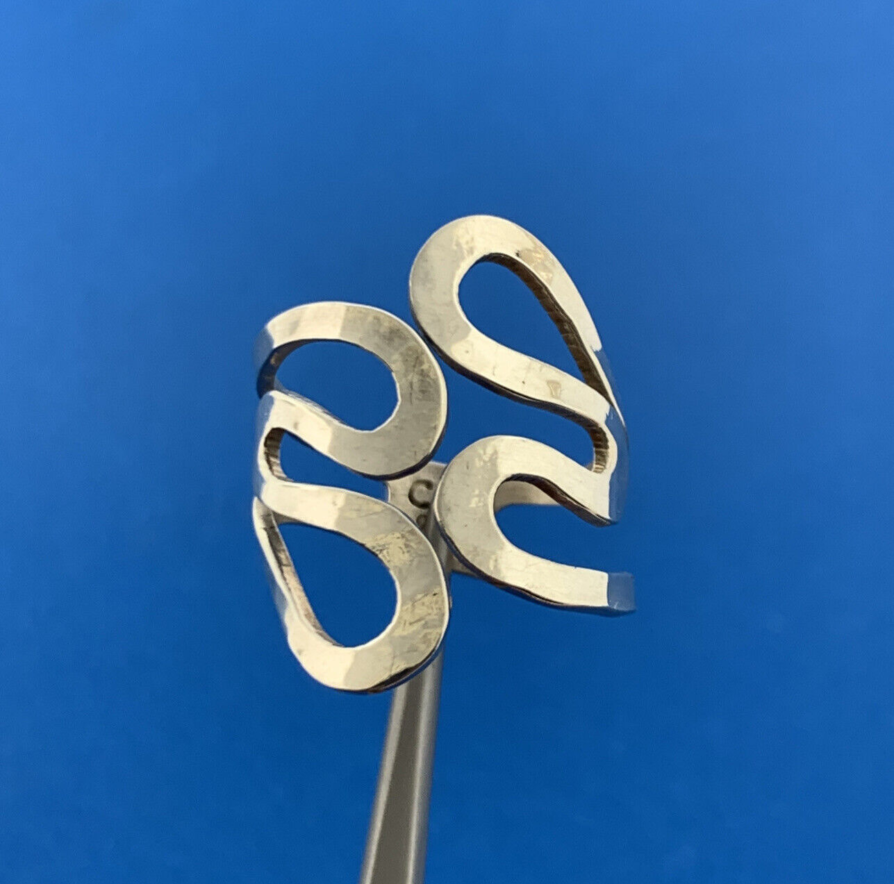 Mexico CII Artisan Sterling Silver 925 Hammered Waves Wide Band Ring Sz 6.5