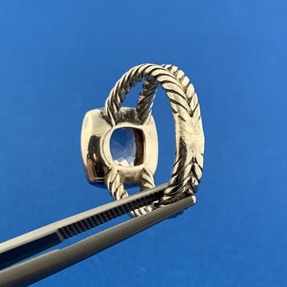 David Yurman 925 Sterling Silver Morganite Pave Diamond Halo Petite Albion Ring