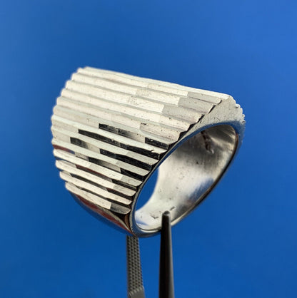 Vintage Taxco 925 Sterling Silver Textured Diamond Cut Statement Finger Ring