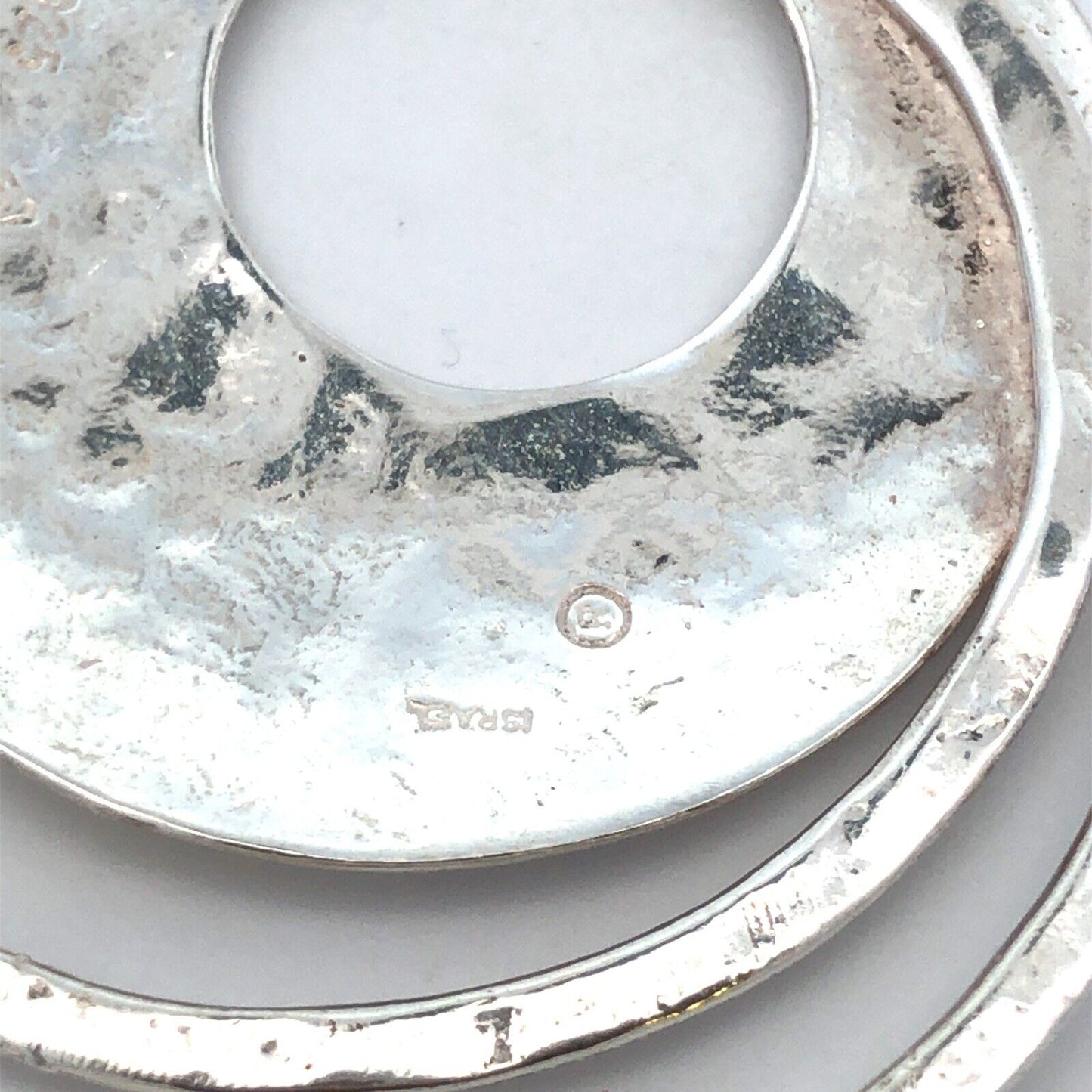 Designer 925 Sterling Silver Round Modernist Hammered Textured Statement Pendant