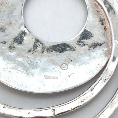 Designer 925 Sterling Silver Round Modernist Hammered Textured Statement Pendant