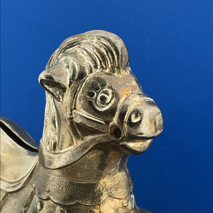 Vintage Leonard Silver Plated Rocking Horse Old Coin Piggy Bank Japan