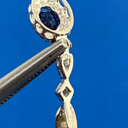 10K White Gold Sapphire Diamond Accented Pendant