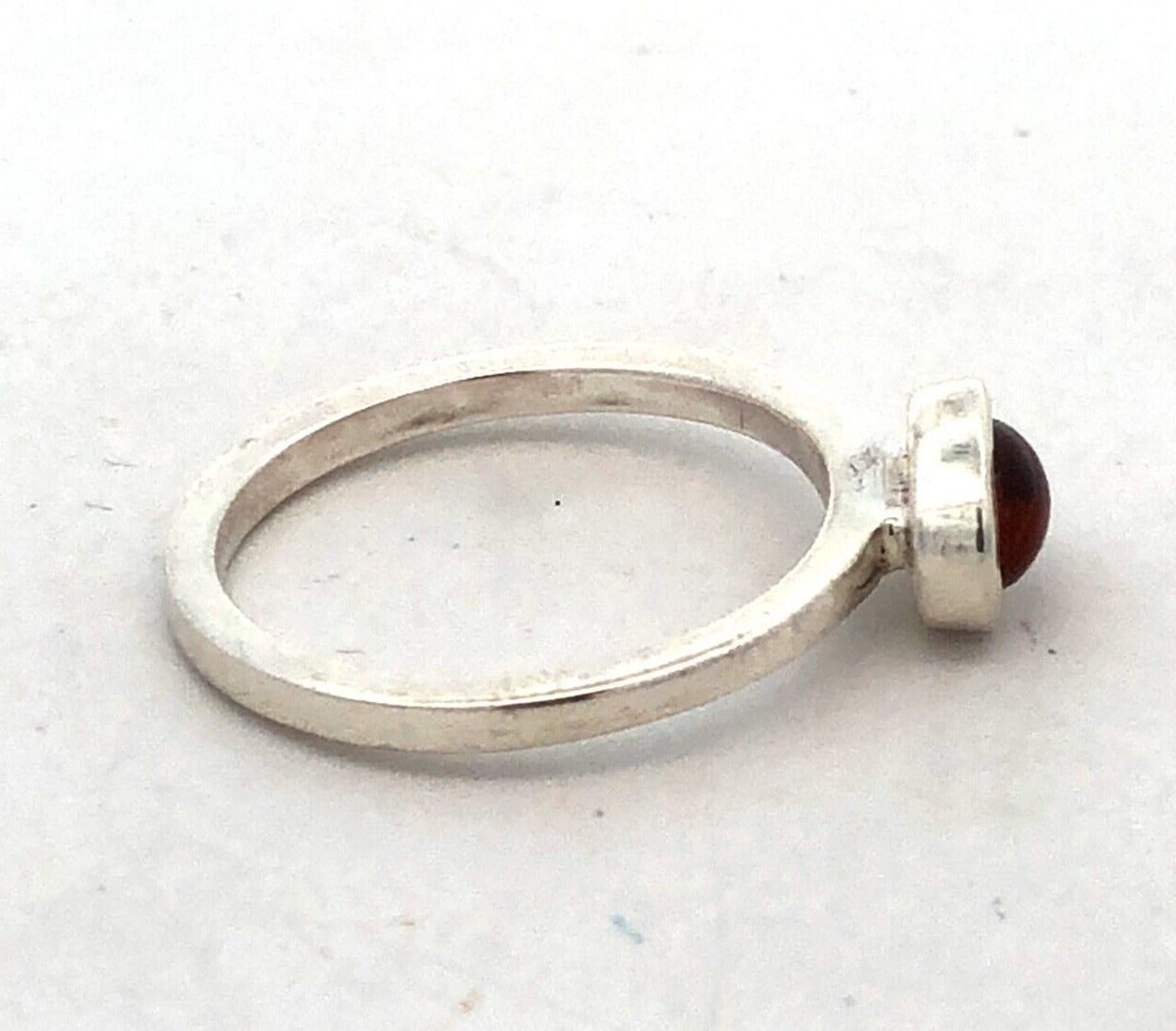 Estate 925 Sterling Silver Oval Orange Tourmaline Bezel Solitaire Ring