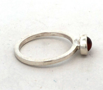 Estate 925 Sterling Silver Oval Orange Tourmaline Bezel Solitaire Ring