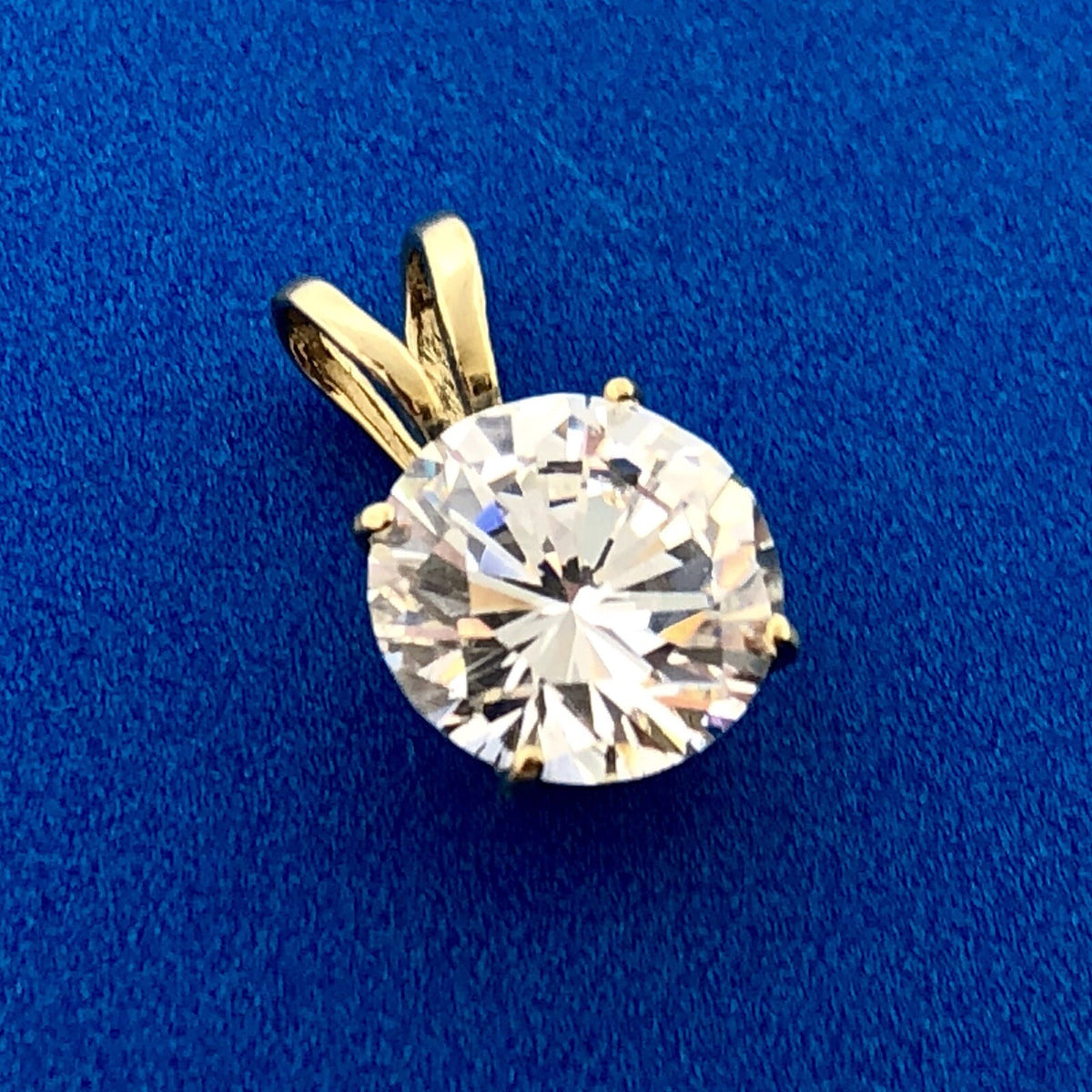 Classic 14K Yellow Gold Solitaire 2 Carat Cubic Zirconia CZ Drop Dangle Pendant