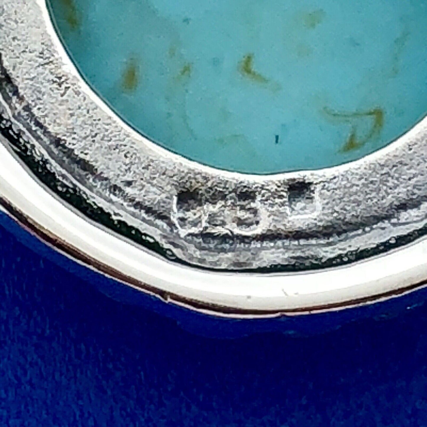 Designer 925 Sterling Silver Turquoise Art Glass Cabochon Bead Work Disc Pendant