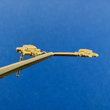 Vintage Art Deco 14K Yellow Gold Diamond Drop Dangle Stud Earrings