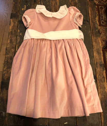 Sal & Pimenta Brushed Cotton Velour Dusty Rose Size 6T Girl's Lined Dress