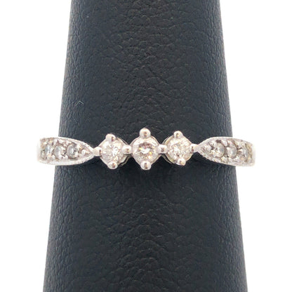 Designer 14K White Gold Round Diamond Wedding Anniversary Promise Band Ring