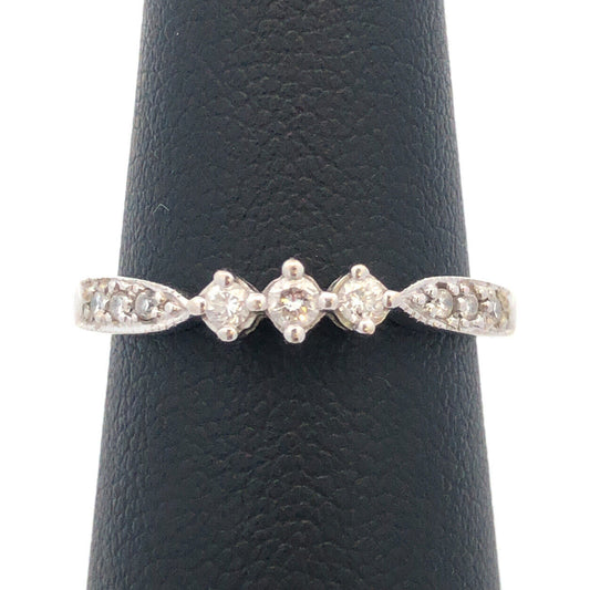 Designer 14K White Gold Round Diamond Wedding Anniversary Promise Band Ring