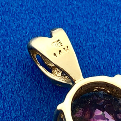 Designer 14k Yellow Gold Mystic Topaz Diamond Accent Pendant