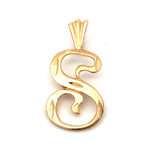 Designer Michael Anthony Ma 14K Yellow Gold Letter Script Initial S Pendant