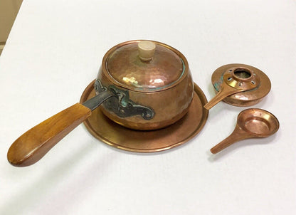 Vintage Stockli-Netstal Swiss Made Copper Ware Incomplete Fondue 4 Piece Set