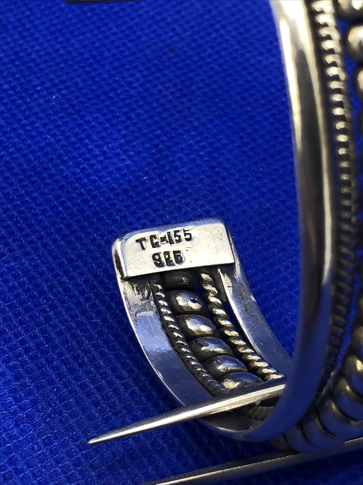 Taxco TC-155 925 Sterling Silver Ribbed Rope Twist Open Statement Cuff Bracelet
