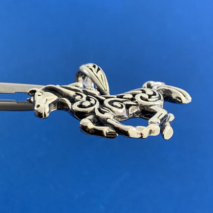 Kabana 925 Sterling Silver Open Work Scroll Running Horse Pendant
