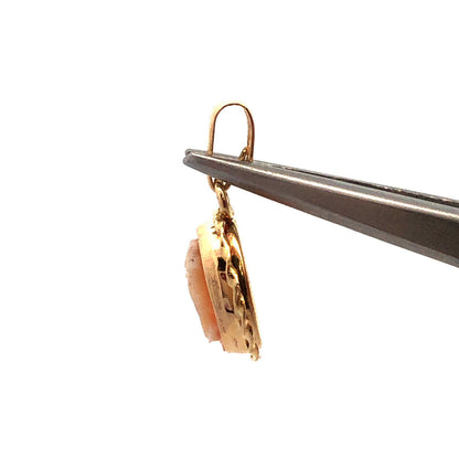 Vintage 14K Yellow Gold Oval Cameo Bust Petite Pendant