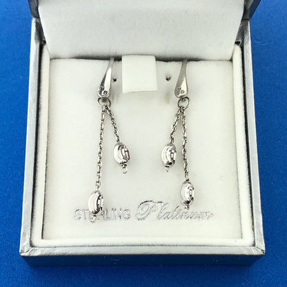 Officina Bernardi 925 Sterling Silver Ball Station Bracelet Drop Earrings Set