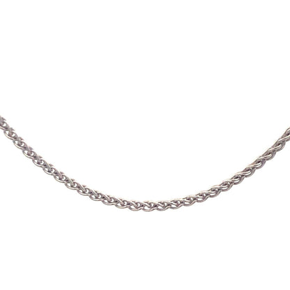 14K Solid White Gold Round Wheat Chain Necklace 18"