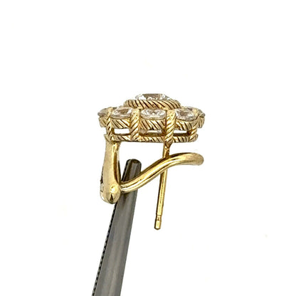 Judith Ripka 925 Sterling Silver Vermeil Cubic Zirconia Floral Cluster Earrings