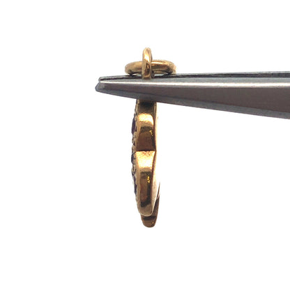 Designer 18k Yellow Gold Round Cut Ruby Insect Butterfly Dangle Charm Pendant