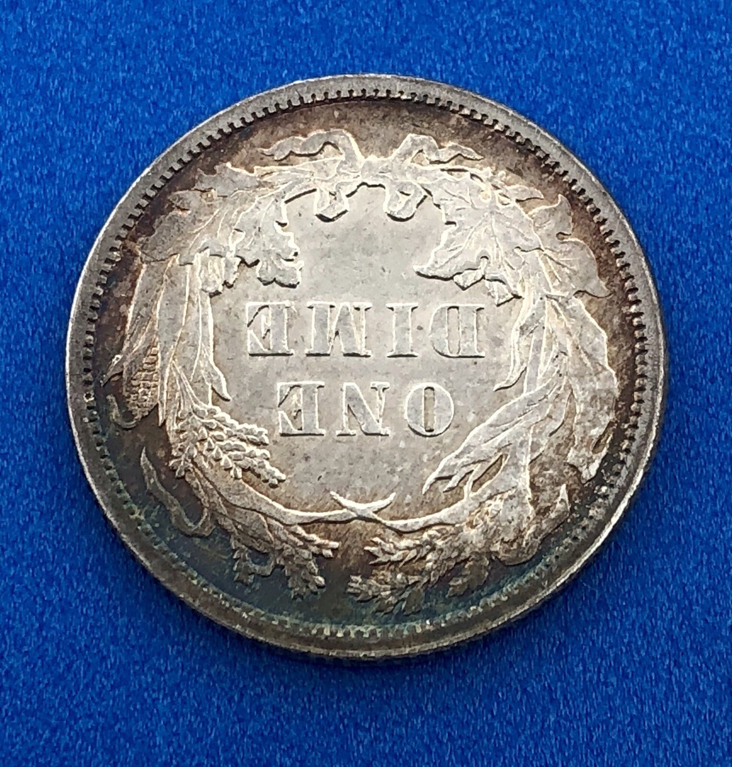 1890 P Silver Seated Liberty Dime Better Key New Orleans Coin Sunset Tone AU DET