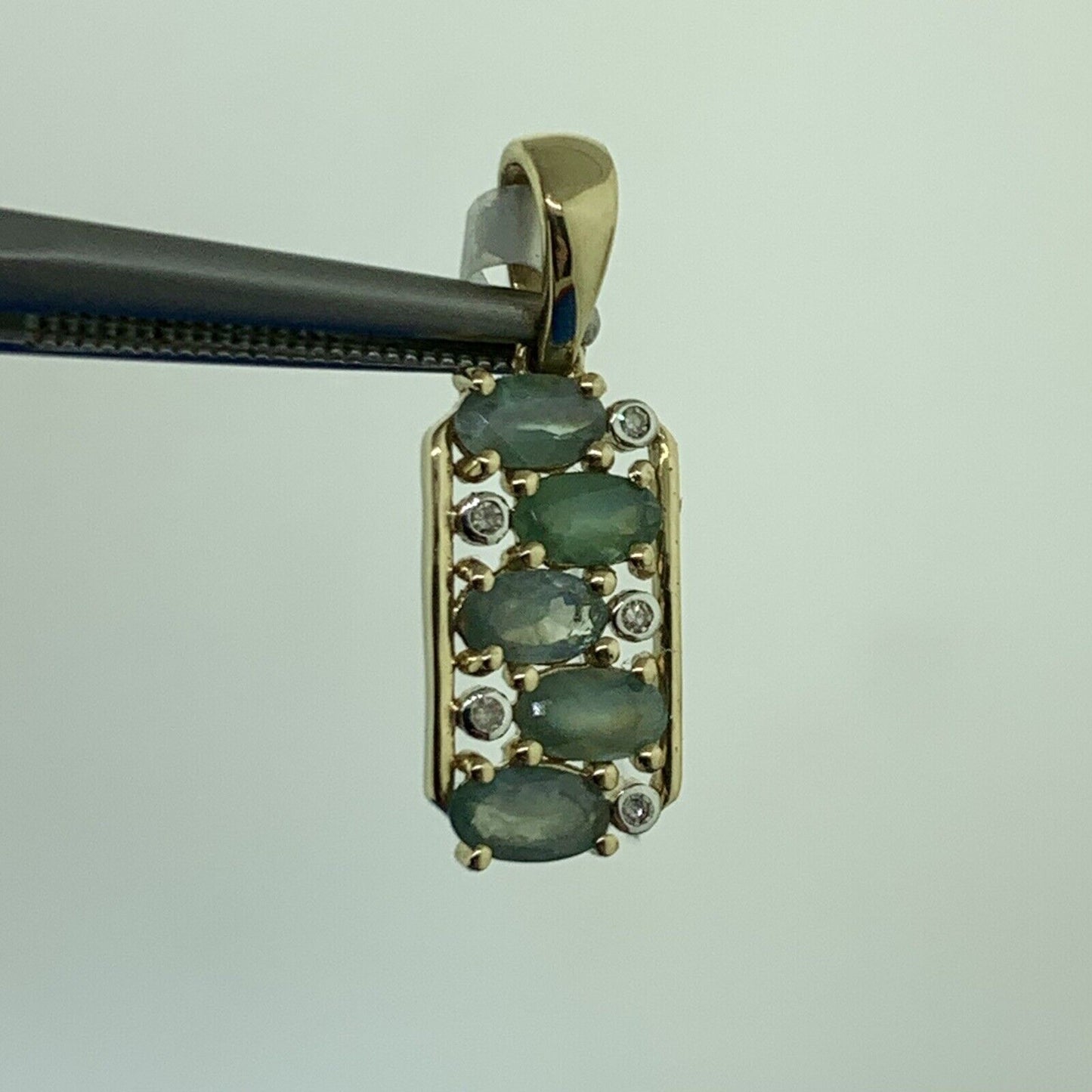 9K Yellow Gold Gemstone Diamond Accented NWT Pendant