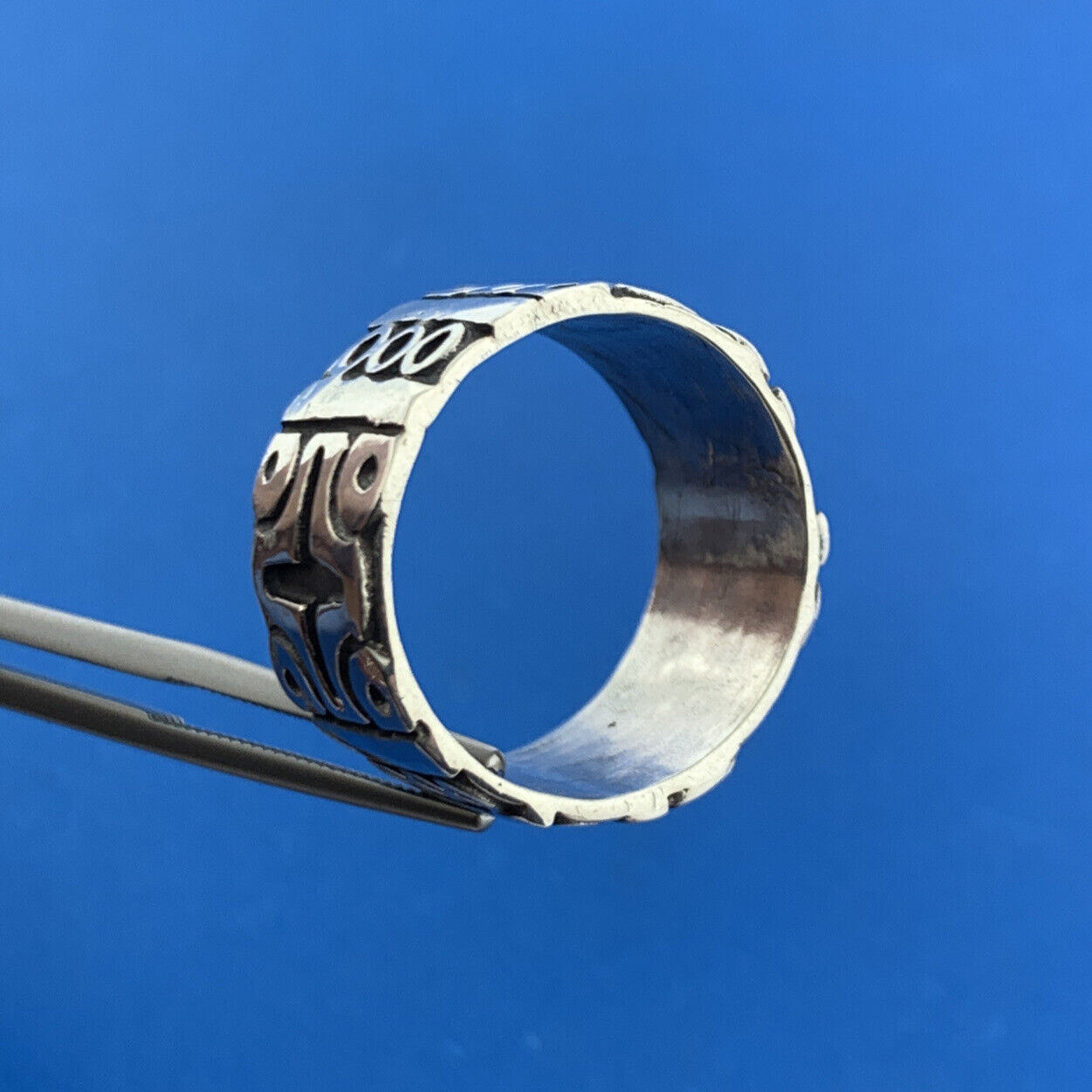 Stunning Sterling Silver 925 Modernist Cross Circle Cigar Band Ring Size 9.75