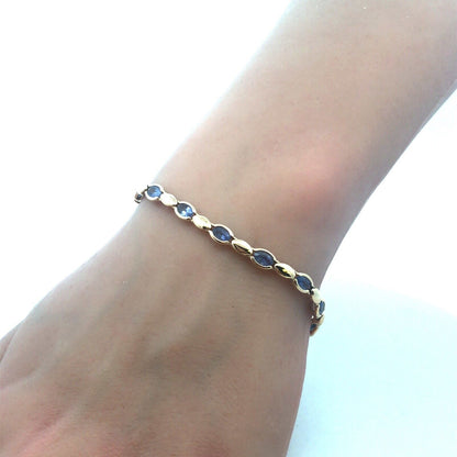 Designer MQ 14K Yellow Gold Oval Tanzanite Tennis Bracelet