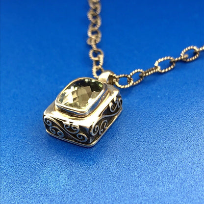 Sara Blaine Sterling Silver 925 Signature Lace Green Amethyst Designer Necklace