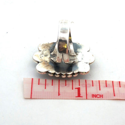 Vintage 925 Sterling Silver Oval Turquoise Concho Statement Ring