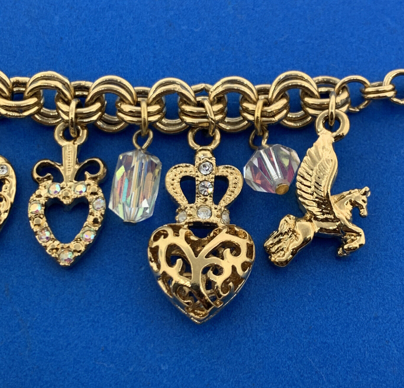 Kirks Folly Gold Tone Crystal Knights Medieval Times Charm Necklace/Bracelet