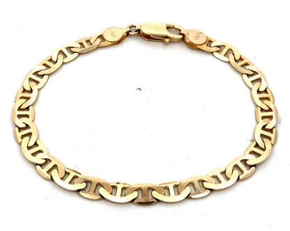 Italy 14K Yellow Gold Anchor Mariners Link Chain Bracelet