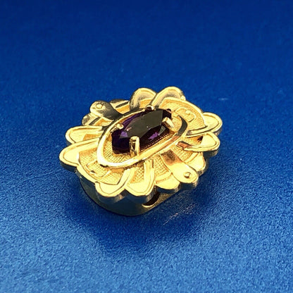 Designer 14K Yellow Gold Amethyst Solitaire Oval Scroll Slide Charm For Bracelet