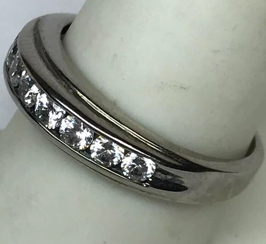 Unisex Sterling Silver 925 Cubic Zirconia Wedding Bridal Anniversary Band Ring