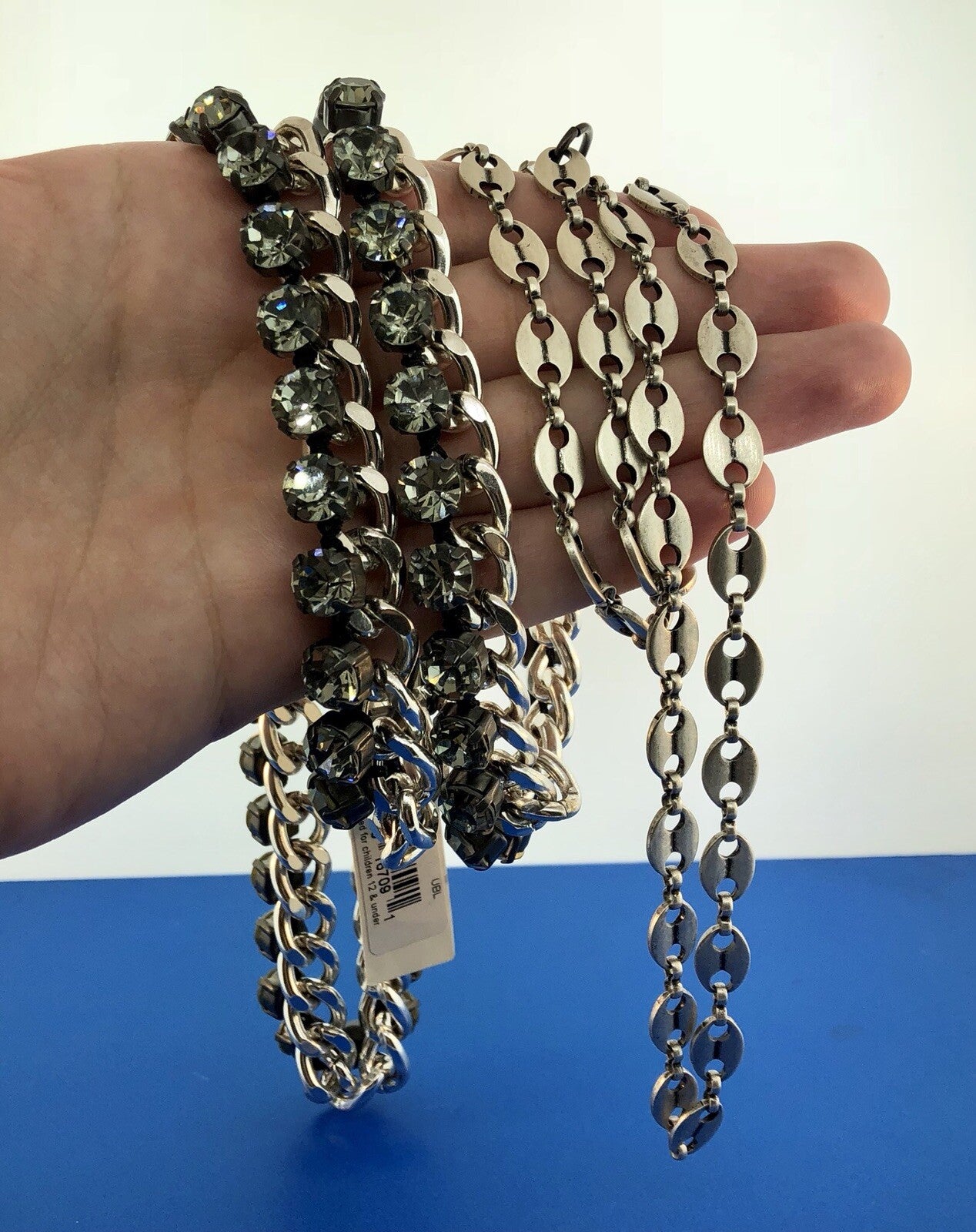 Kenneth Cole Silver Tone Crystal Triple Strand Statement Costume Necklace NWT