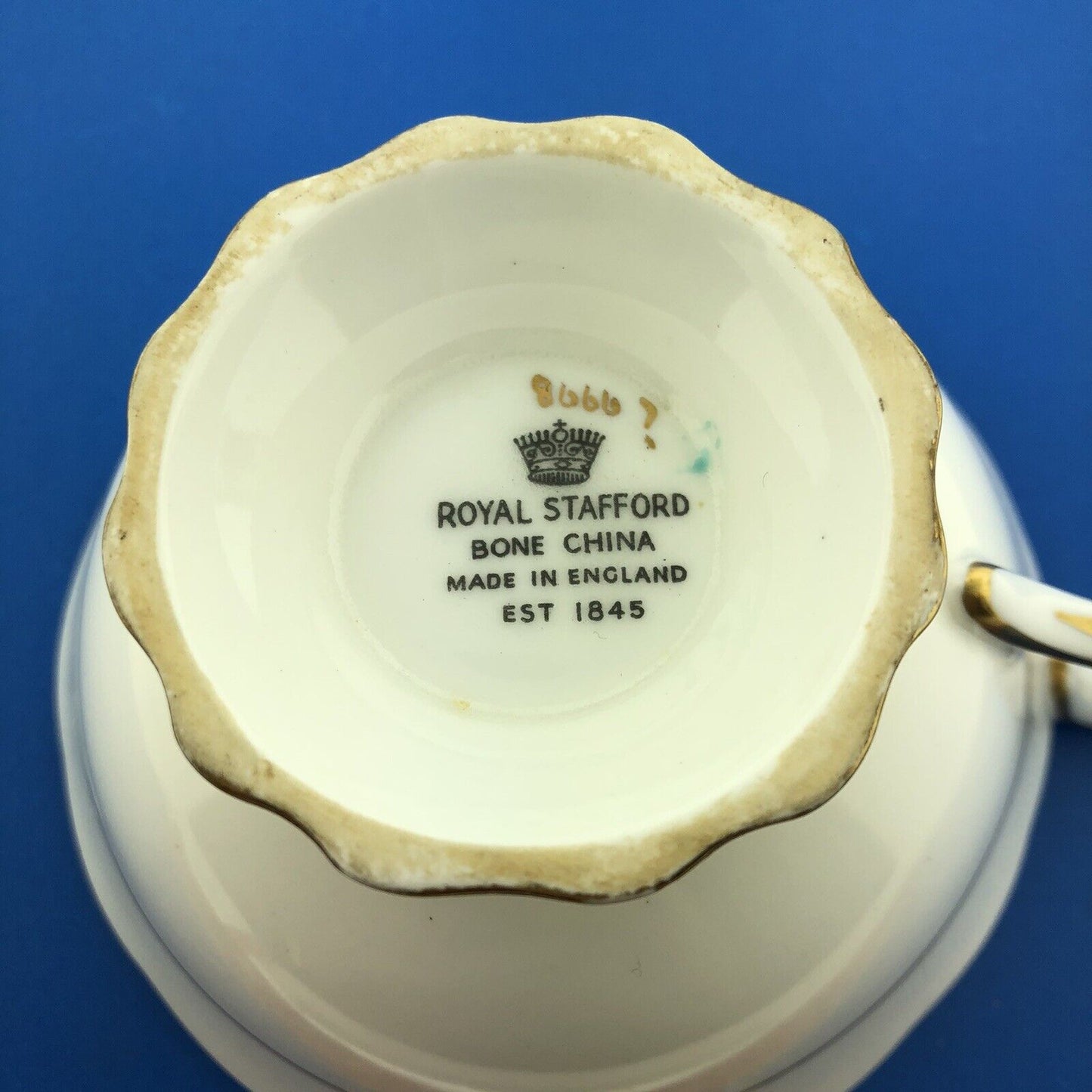 Royal Stafford English Bone China Yellow Rose Black Gold Floral Tea Cup/Saucer