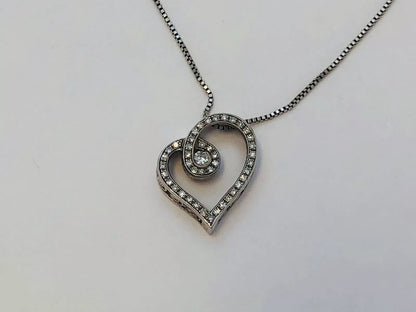 Designer 925 Sterling Silver Diamond Heart Pendant Eternal Love Bridal Necklace