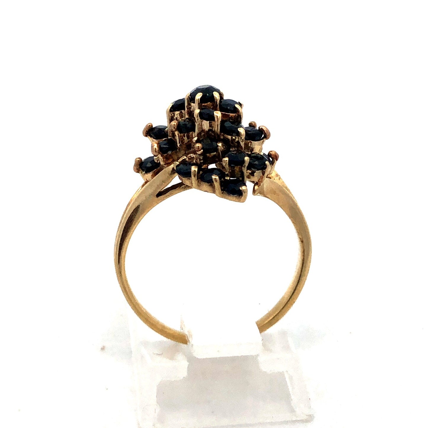 Vintage 14k Solid Yellow Gold Sapphire Cluster Ring 1.45tcw Size 6