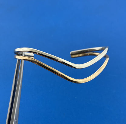 Designer Sergio Lub California Brass Silver Toned Wavy Band 6" Cuff Bracelet