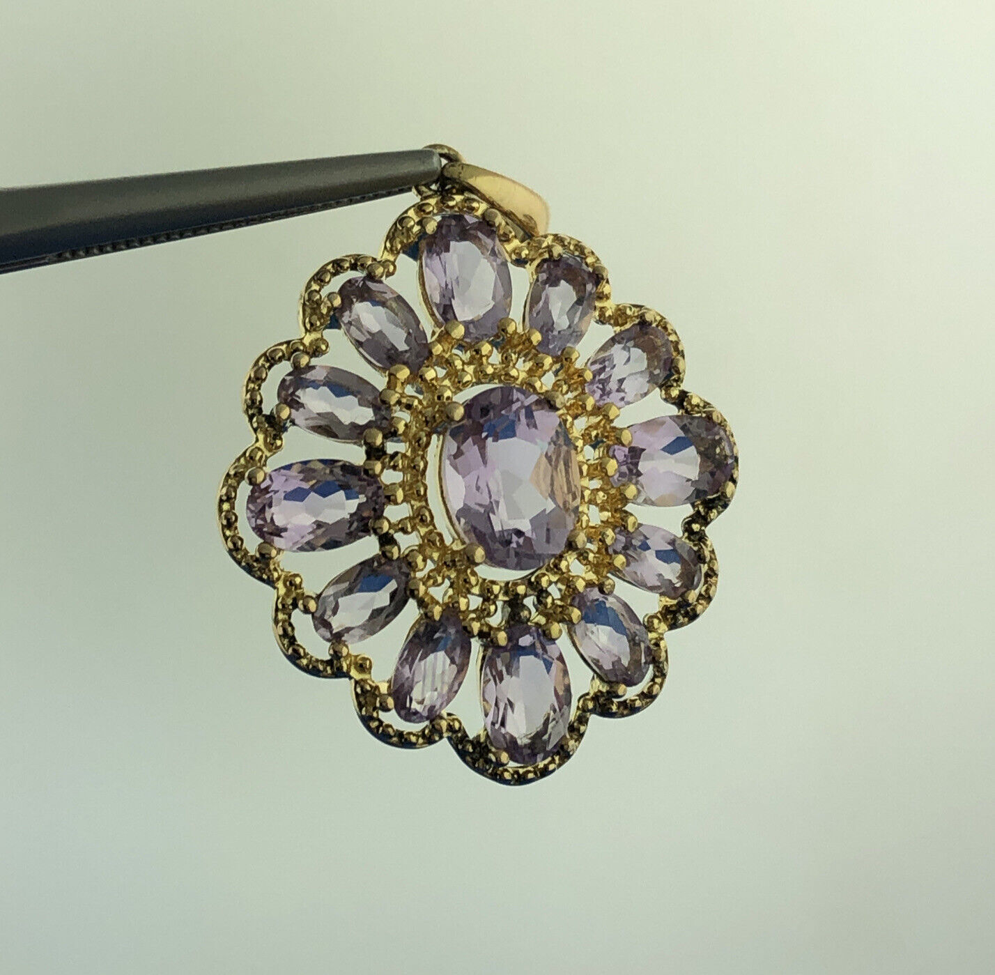 Designer OT Turkey 925 Sterling Silver Vermeil Amethyst Triple Link Bracelet