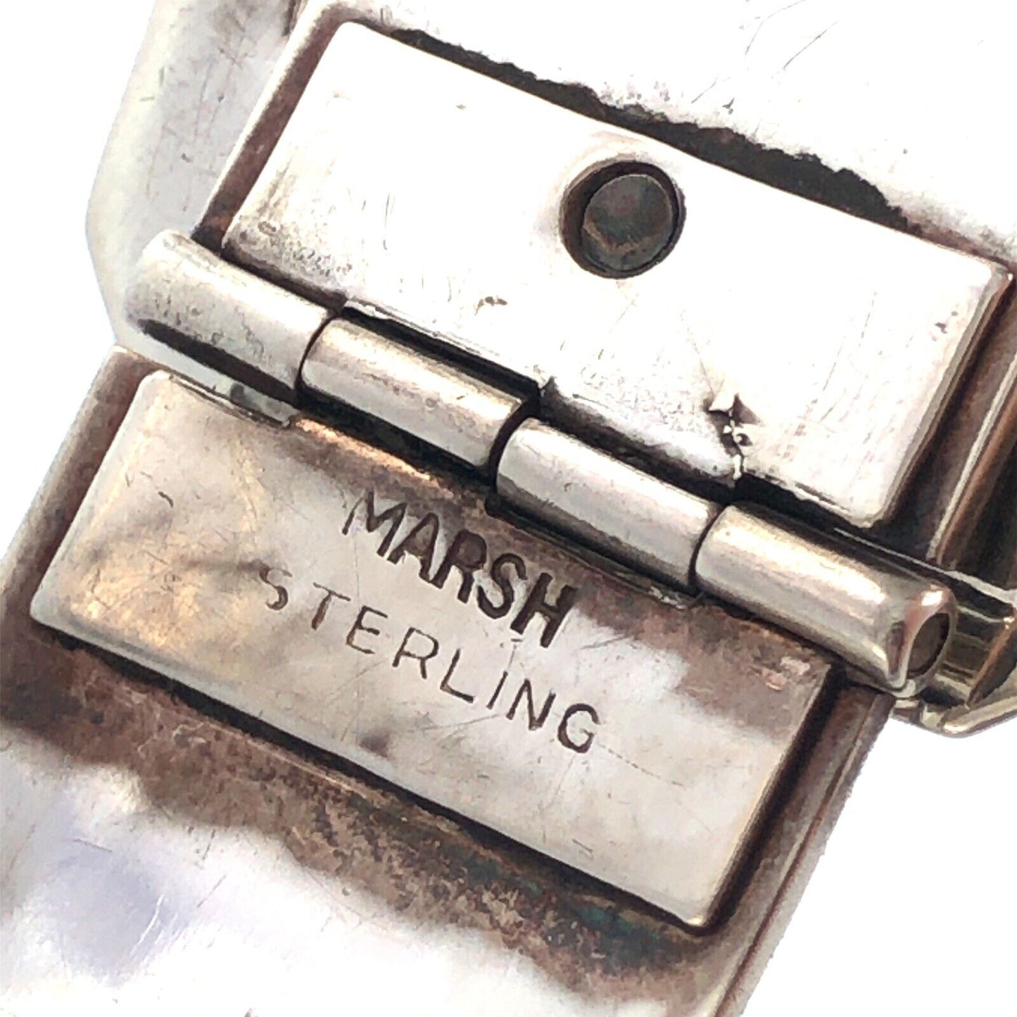 Designer Vintage Marsh 925 Sterling Silver Textured Scroll Belt Buckle Bracelet