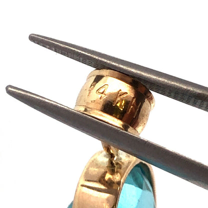 Designer H 14K Yellow Gold Oval Blue Cubic Zirconia CZ Solitaire Bezel Pendant