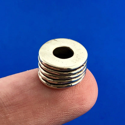 Designer SI 925 Sterling Silver Stacked Disc Tire Slide Bracelet Spacer Charm