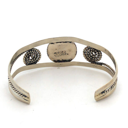 Vintage Mexico Alpaca 925 Sterling Silver Round Abalone Filigree Cuff Bracelet