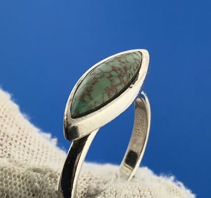 Designer Barse Sterling Silver 925 Cabochon Marquise Turquoise Size 8.75 Ring